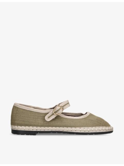 FLABELUS Ishmael single-strap linen Mary Jane flats