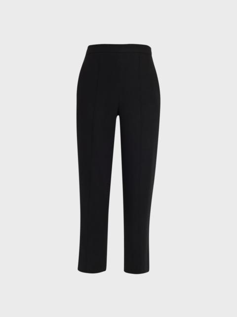 Brushed Wool Mid-Rise Straight-Leg Pull-On Pants