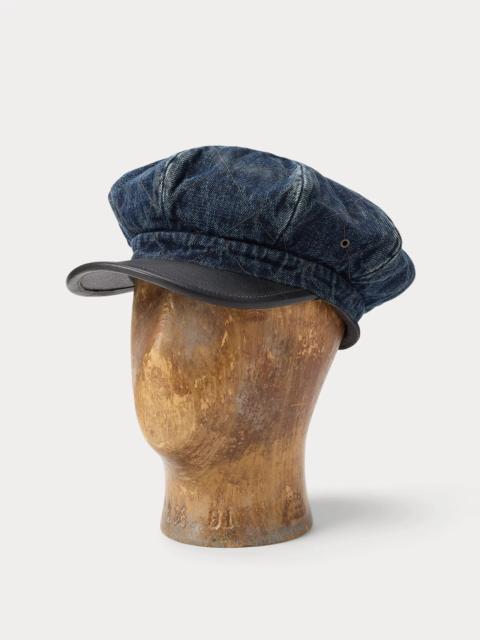 RRL by Ralph Lauren Leather-Trim Quilted Denim Moto Cap
