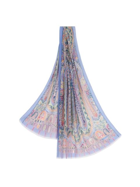paisley-print frayed scarf