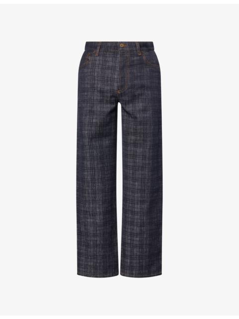 Burberry Check-Print Straight-Leg Denim Jeans