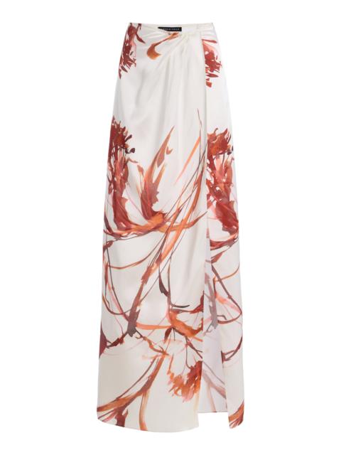 SEV Draped Printed Crepe Maxi Skirt print