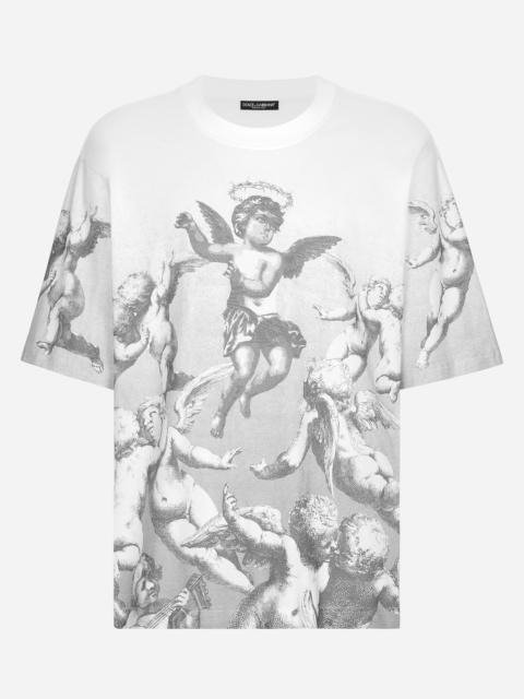 Dolce & Gabbana DOLCE&GABBANA BLANCO short-sleeved jersey T-shirt with angel print