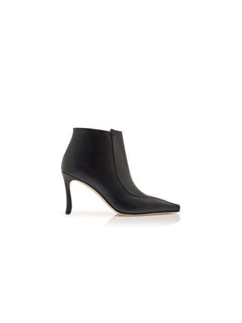 Manolo Blahnik Black Calf Leather Ankle Boots