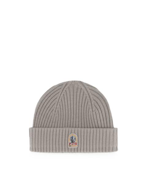 PARAJUMPERS logo-patch ribbed beanie hat