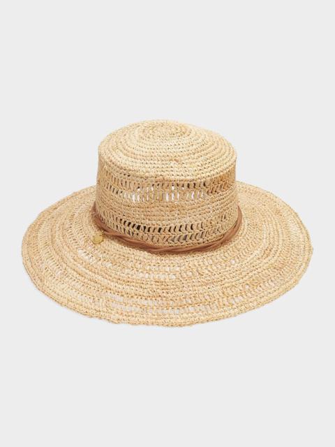 rag & bone Crochet Raffia Boater Hat
