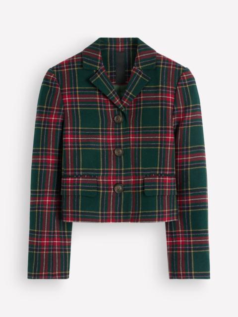 BODEN Dartmouth Wool Blend Blazer-Green, Navy and Red Check