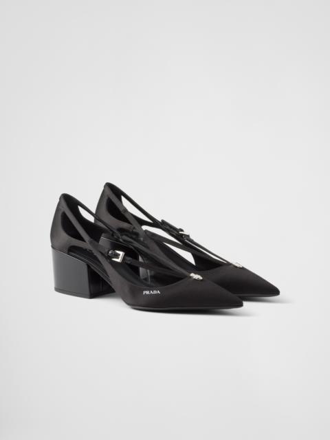 Satin cut-out pumps