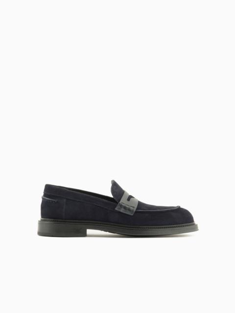 EMPORIO ARMANI Crust leather loafers