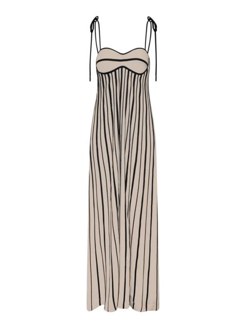 ANDRES OTALORA Para Ella Pleated Maxi Dress nude