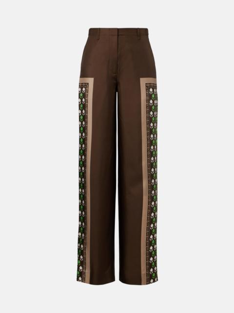 TORY BURCH Printed silk twill palazzo pants