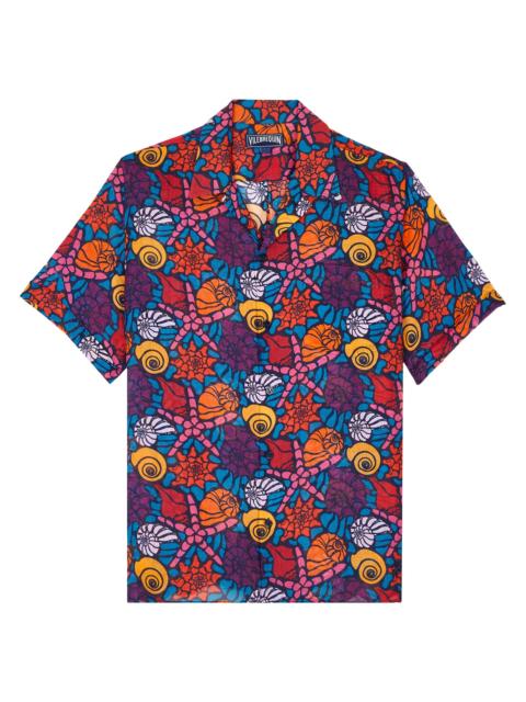 Vilebrequin Men's Noumea Sea Graphic Camp Shirt - Navy Blue Marine