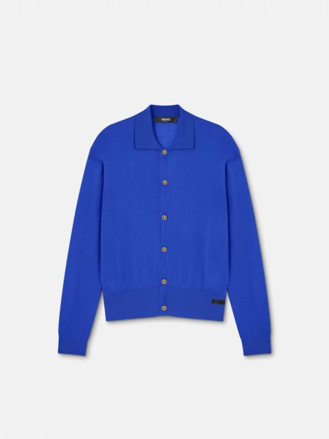 VERSACE Silk-Blend Knit Polo Cardigan