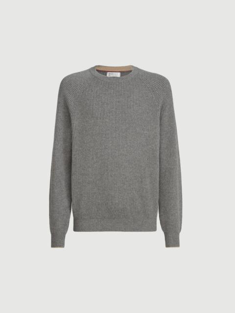 Brunello Cucinelli Cashmere English rib sweater with raglan sleeves
