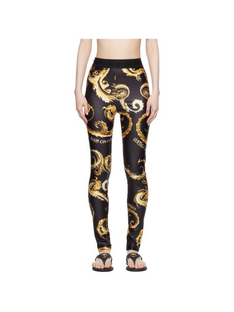 VERSACE JEANS COUTURE Black & Gold Chromo Couture Leggings