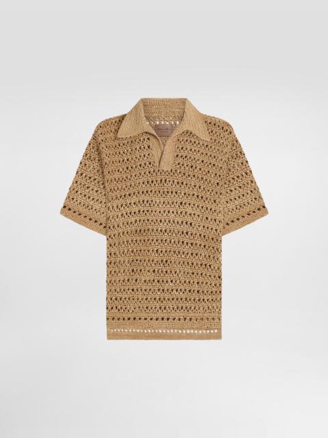 Dolce & Gabbana Short-sleeved viscose crochet polo-shirt