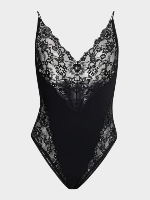 SAINT LAURENT Lace V-Neck Bodysuit