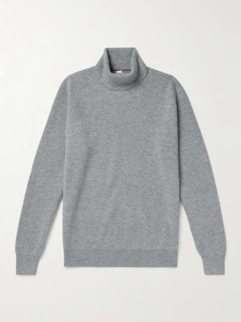 Ribbed Cashmere Rollneck Sweater