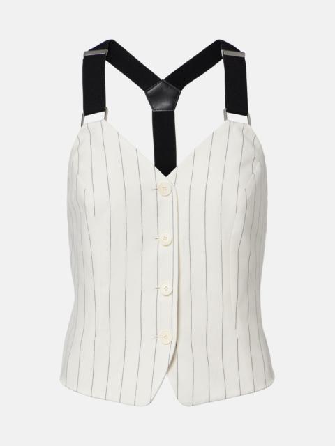 Ralph Lauren Donnella pinstriped cotton, linen and wool bustier top