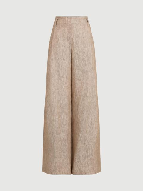 Brunello Cucinelli Linen denim pleated A-Line trousers with monili