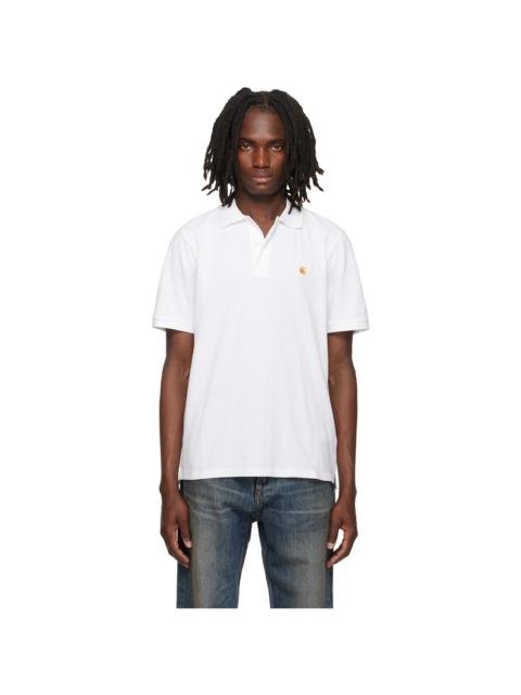 Carhartt WIP White Chase Pique Polo