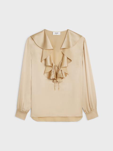 CELINE Blouse with jabot in satin crepe