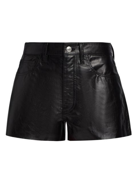 RE/DONE Women's Leather A-Line Shorts - Black
