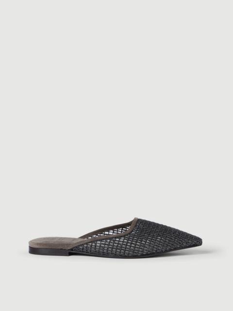 Brunello Cucinelli Precious net embroidery mules in suede