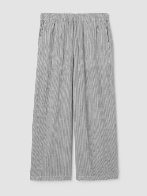 EILEEN FISHER Striped Organic Cotton Gauze Wide-Leg Pant