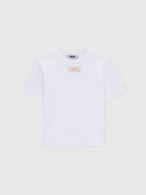 MSGM White jersey T-shirt with MSGM detail.