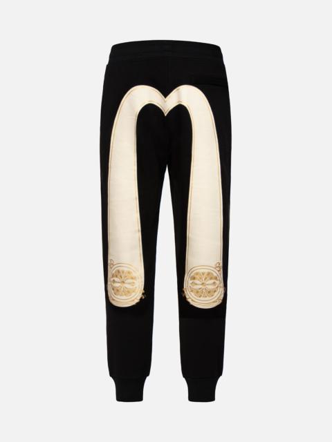 EVISU CLASSIC DAICOCK AND FOIL-PRINT KAMON SWEATPANTS