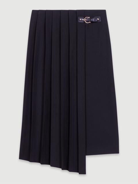 maje Asymmetrical long pleated skirt