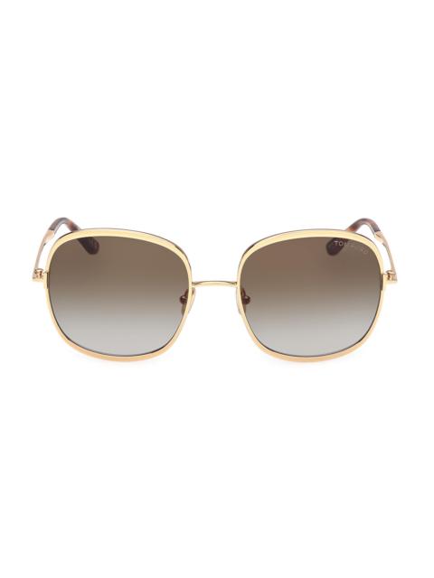 TOM FORD Women's Sofia 57MM Round Sunglasses - Gold Green