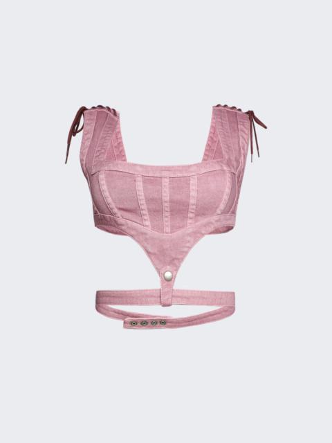 X KNWLS Washed Laced Crop Top Lilac