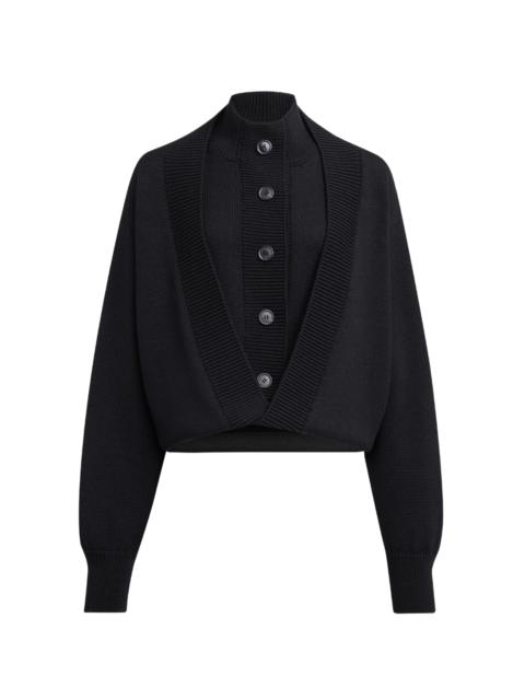Alaïa Layered Merino Wool Cardigan black