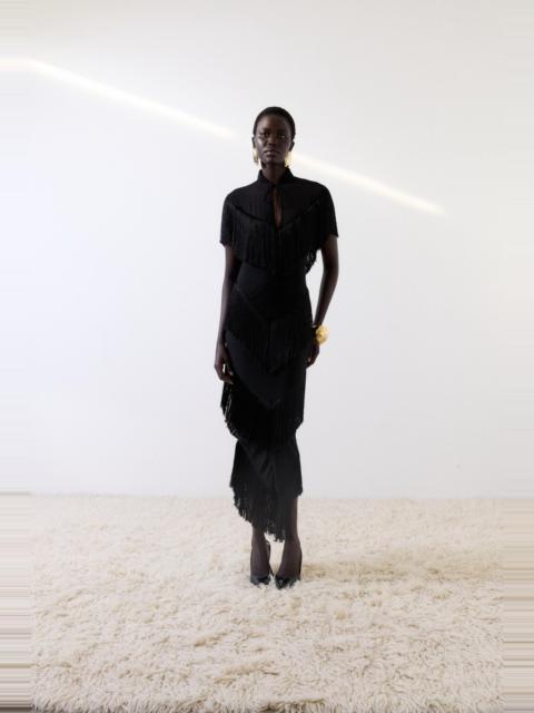 TELLUS MIDI DRESS IN BLACK CHIFFON