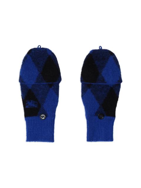 Burberry argyle-pattern wool mittens