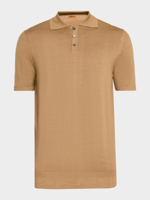 BARENA Men's Merino Wool Polo Shirt