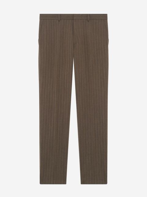 The Kooples STRAIGHT BROWN PINSTRIPE SUIT PANTS