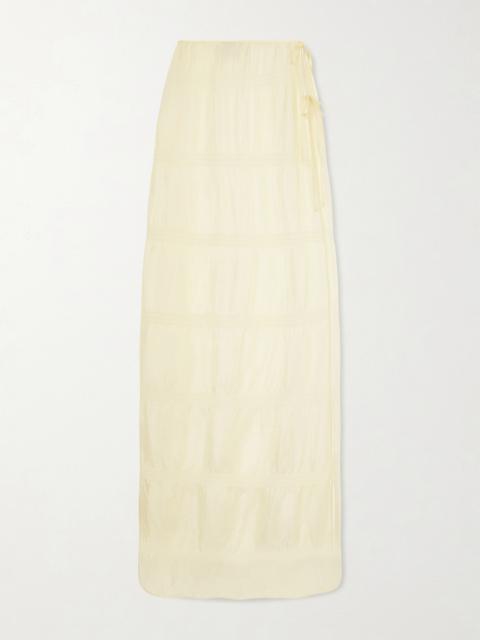 KIKI DE MONTPARNASSE Smocked Silk-blend Maxi Skirt