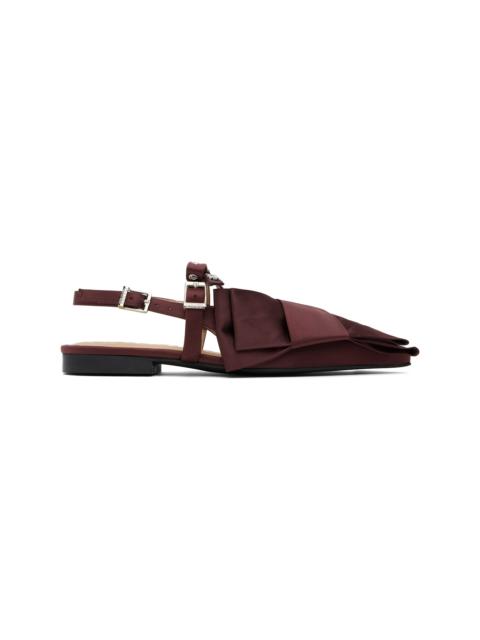 GANNI Burgundy Big Bow Slingback Flats