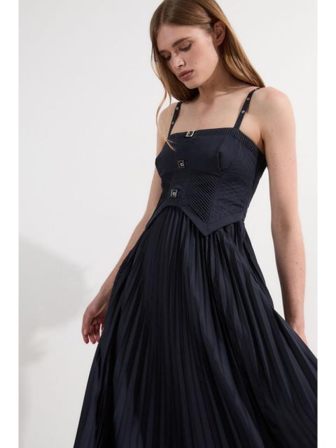 KAREN MILLEN Cotton Poplin Corset Woven Maxi Dress