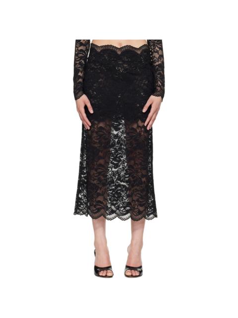rabanne Black Lace Midi Skirt