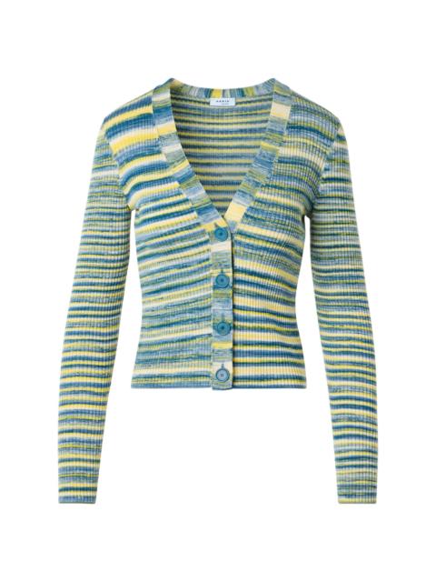 AKRIS Women's Space-Dye Ribbed Merino Wool Cardigan - Sky Blue Multi