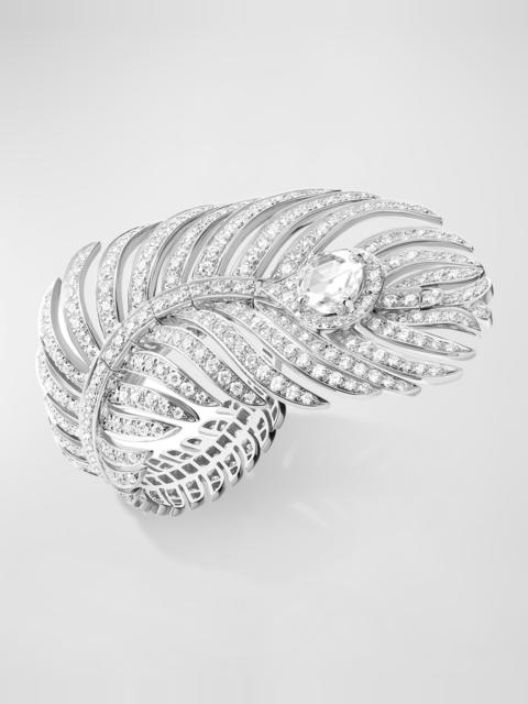 Boucheron Plume de Paon 18K White Gold Diamond Ring, EU 53 / US 6.25