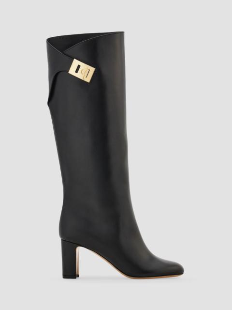 FERRAGAMO Women's Elli 70MM Hug Buckle-Detail Leather Boots - Nero