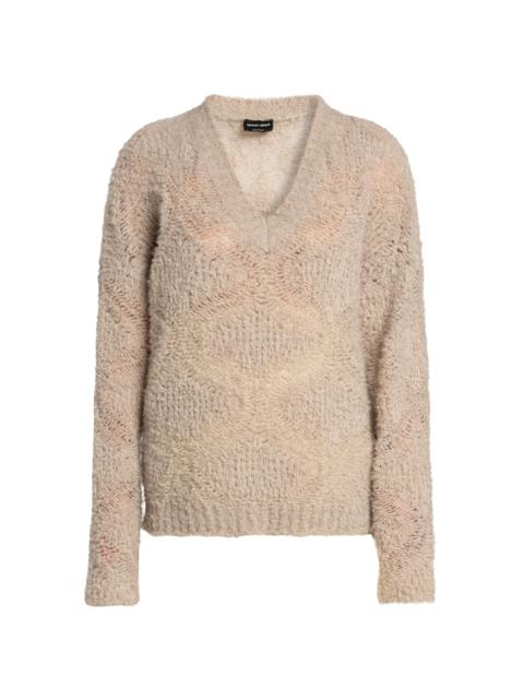 GIORGIO ARMANI Women's Textured V-Neck Sweater - Pure Cashmere