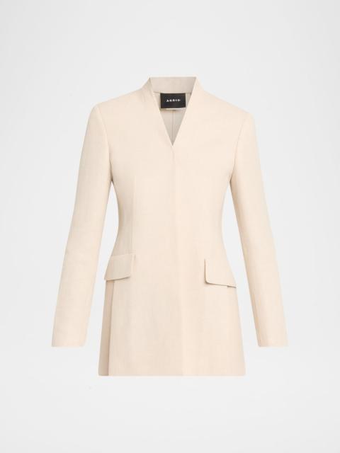AKRIS Alvar Linen-Wool Double-Face Cardigan Jacket