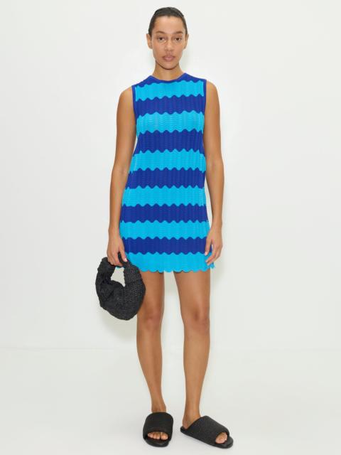 SIMONMILLER Moji Knit Mini Dress in Blue Tontal Wave Stripe