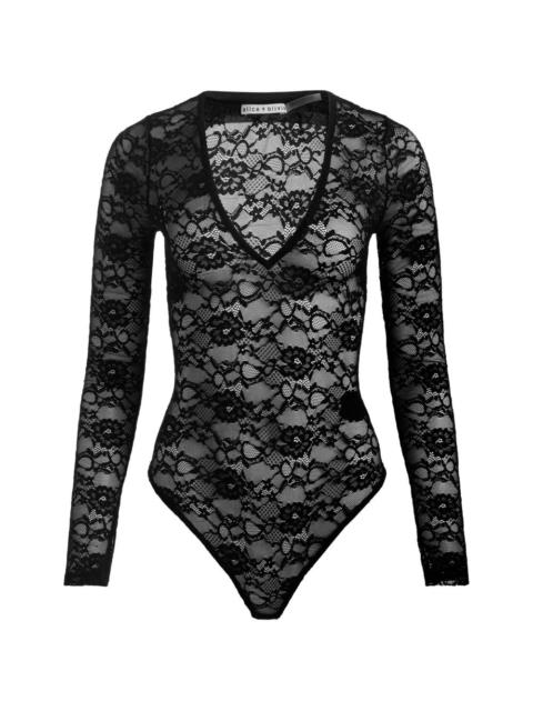 Alice + Olivia Teagan V-neck lace bodysuit